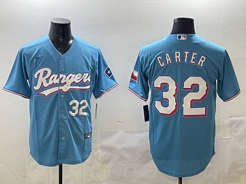 Men Texas Rangers 32 Carter Light Blue Game 2025 Nike MLB Jersey style 5